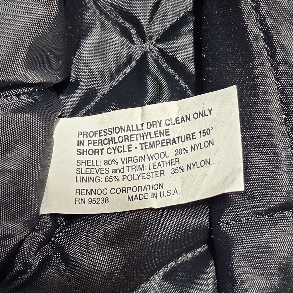 Rennoc Classic Dr. Pepper NFL Wool / Suede Bomber Jacket Mens XL Quilted Liner - Picture 12 of 14